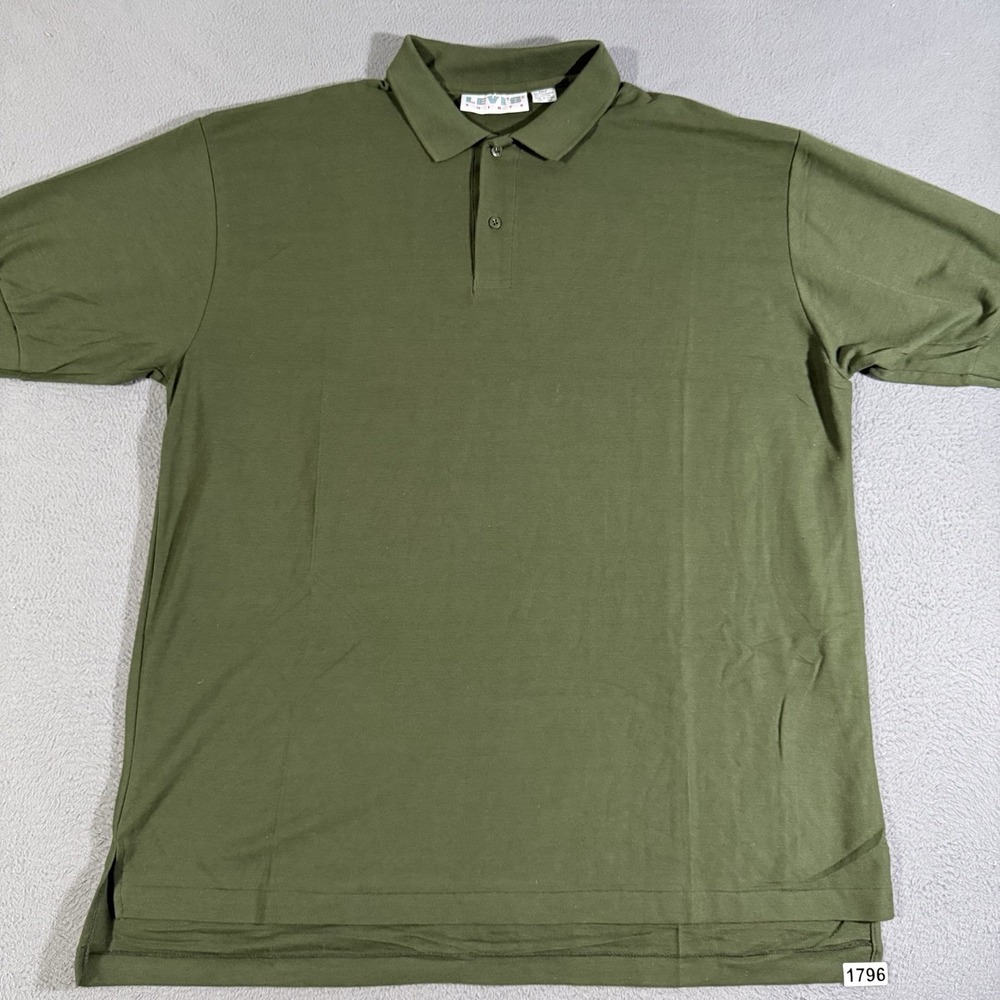 Vintage Levi's Single Stitch T Shirt Polo Shirt 2XLT 80s Green Tee Casual‎